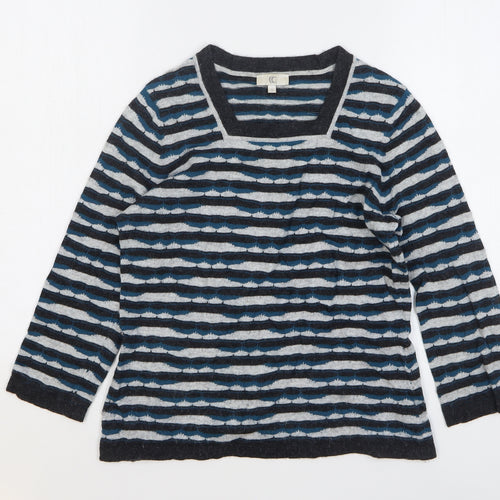 Country Casuals Womens Multicoloured Square Neck Striped Cotton Pullover Jumper Size S