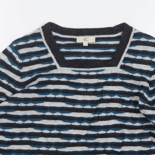 Country Casuals Womens Multicoloured Square Neck Striped Cotton Pullover Jumper Size S