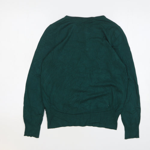 Marks and Spencer Womens Green Round Neck Viscose Cardigan Jumper Size 10