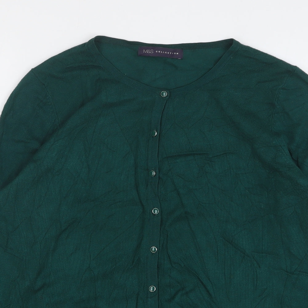 Marks and Spencer Womens Green Round Neck Viscose Cardigan Jumper Size 10