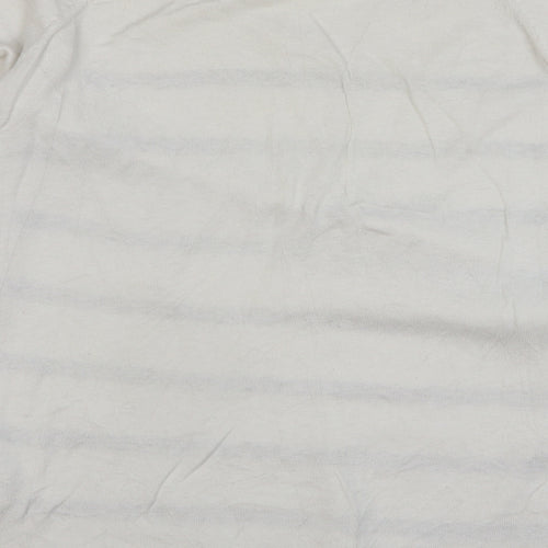 NEXT Womens White Round Neck Striped Cotton Pullover Jumper Size 16