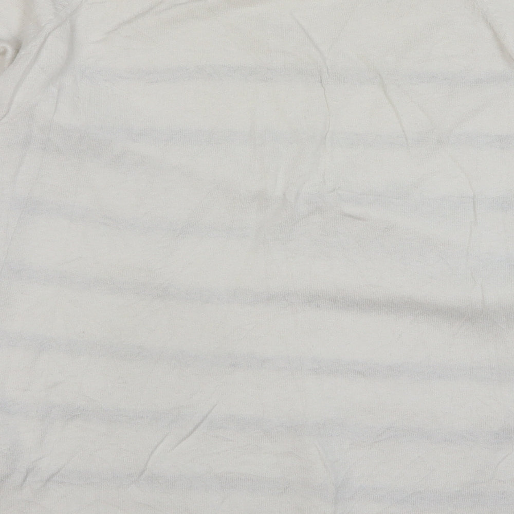 NEXT Womens White Round Neck Striped Cotton Pullover Jumper Size 16