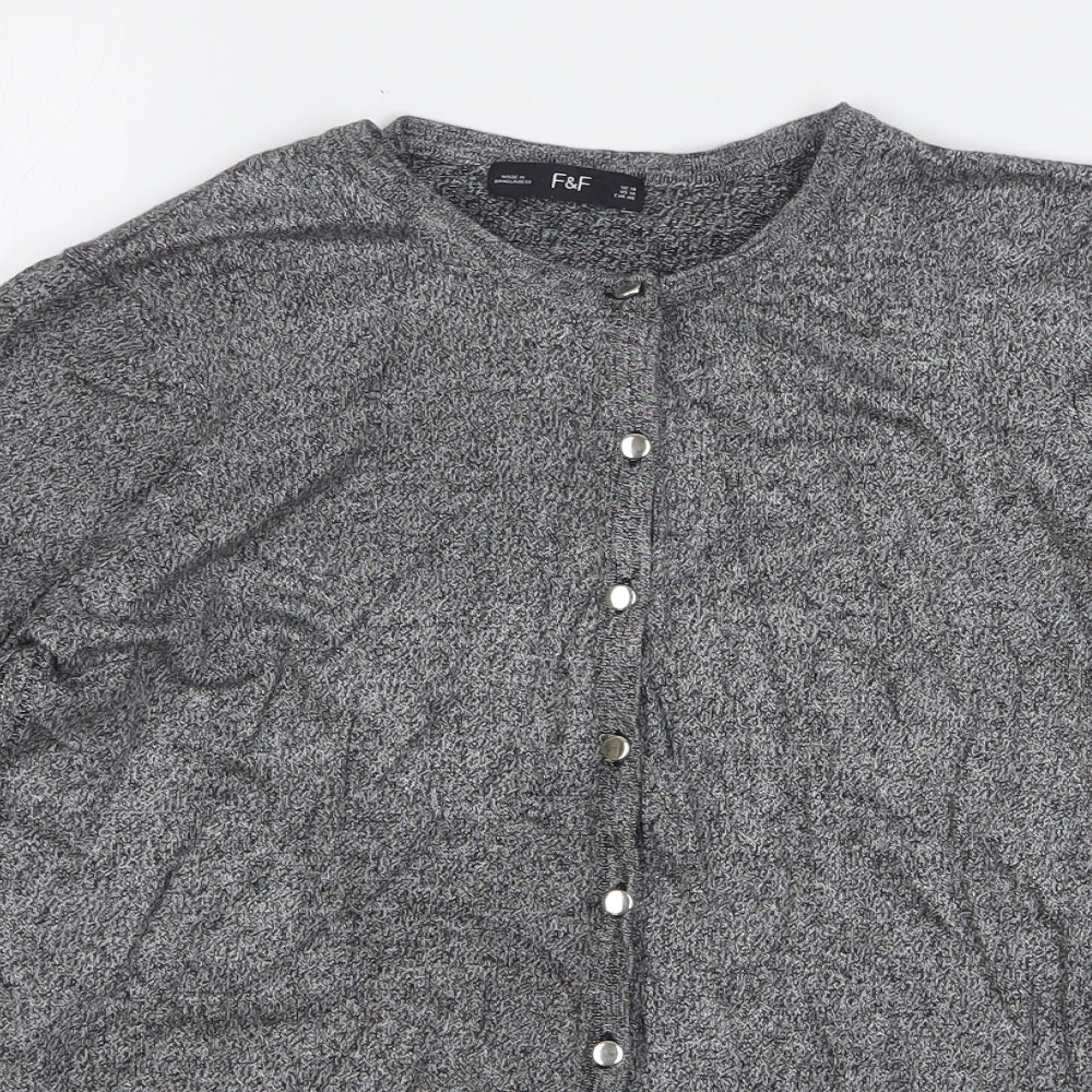 F&F Womens Grey Round Neck Viscose Cardigan Jumper Size 18