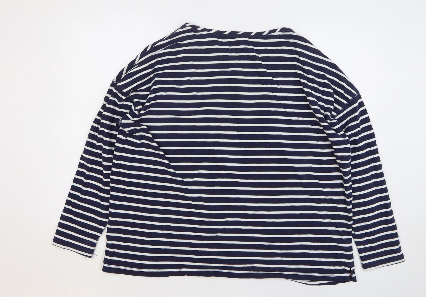Joules Womens Blue Striped Cotton Basic T-Shirt Size 20 Round Neck
