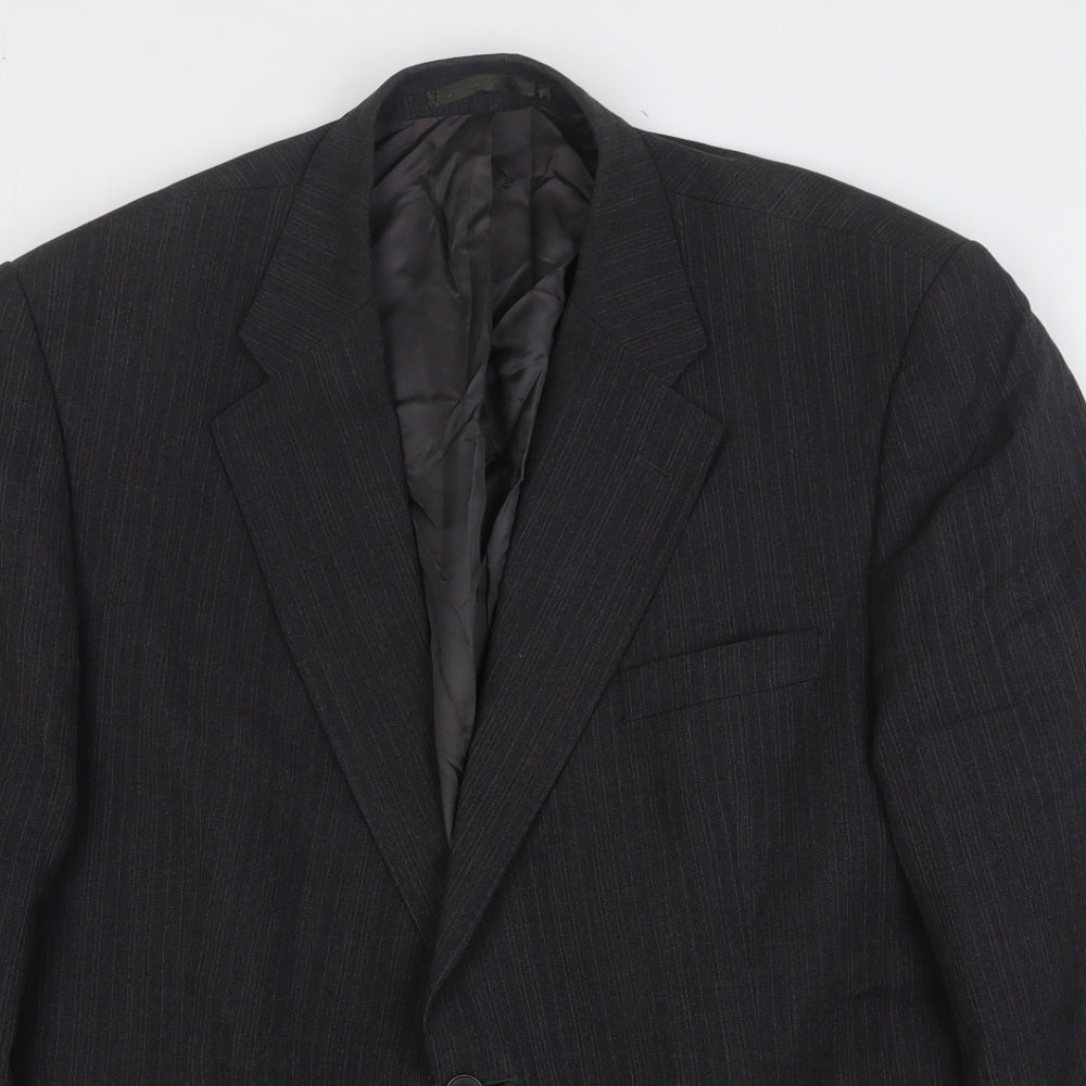 The Label Mens Grey Striped Wool Jacket Suit Jacket Size 48