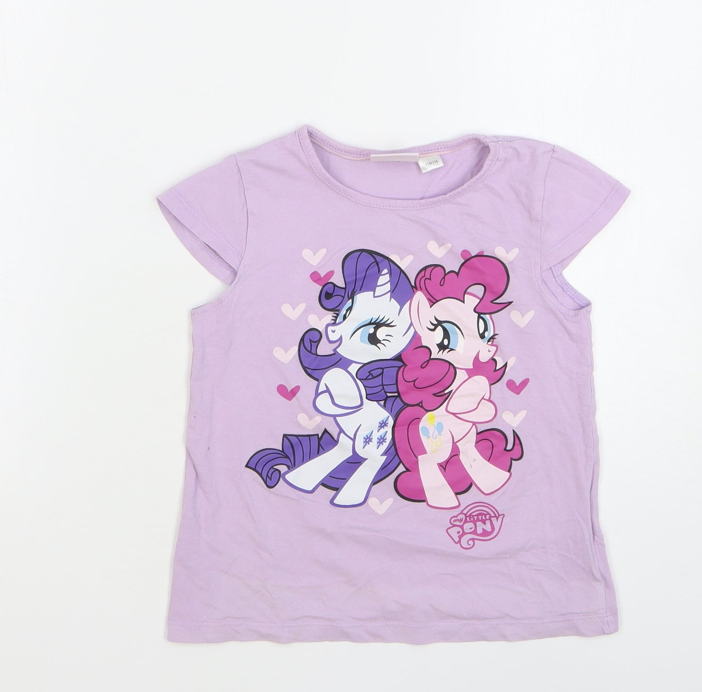 My Little Pony Girls Purple Cotton Basic T-Shirt Size 5-6 Years Round Neck Pullover