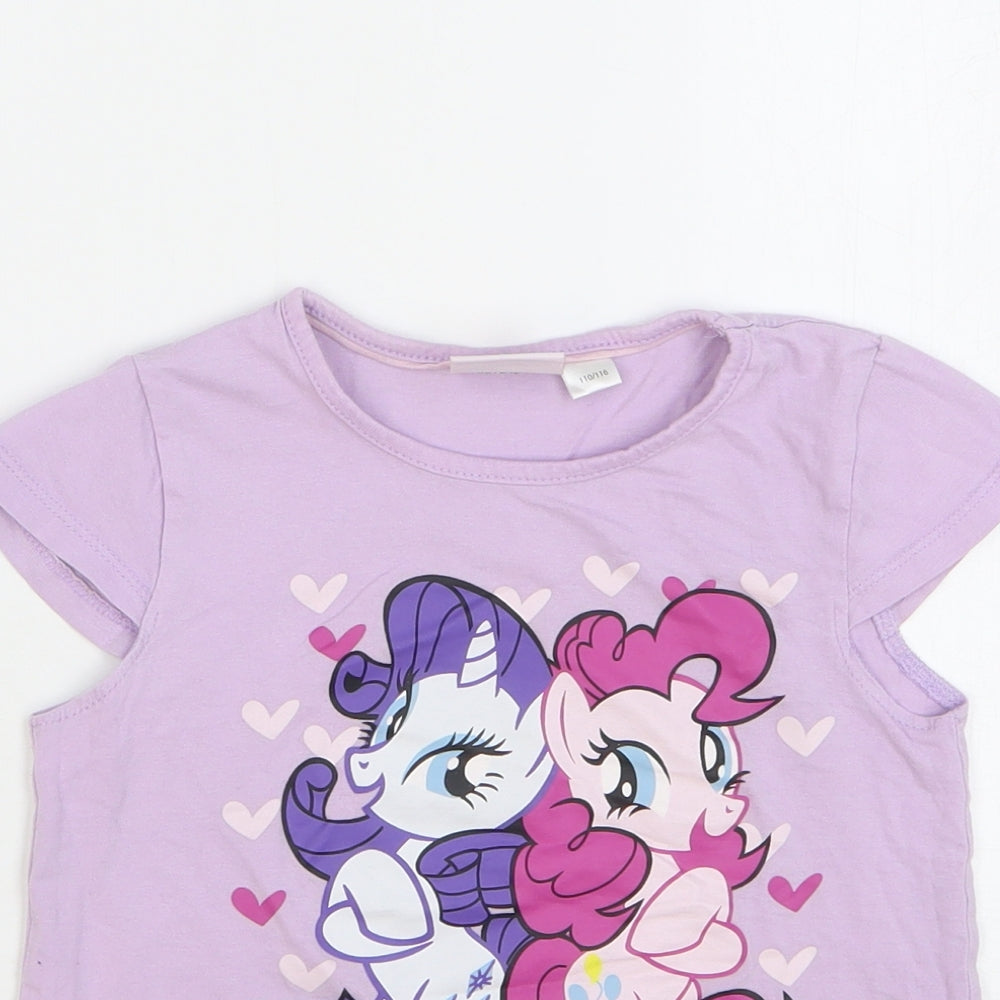 My Little Pony Girls Purple Cotton Basic T-Shirt Size 5-6 Years Round Neck Pullover