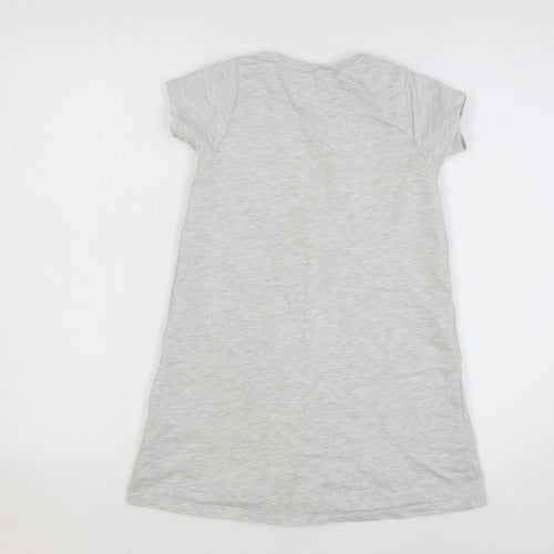 Mothercare Girls Grey Cotton T-Shirt Dress Size 7 Years Round Neck Pullover - My Little Pony