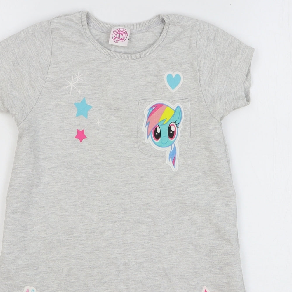 Mothercare Girls Grey Cotton T-Shirt Dress Size 7 Years Round Neck Pullover - My Little Pony