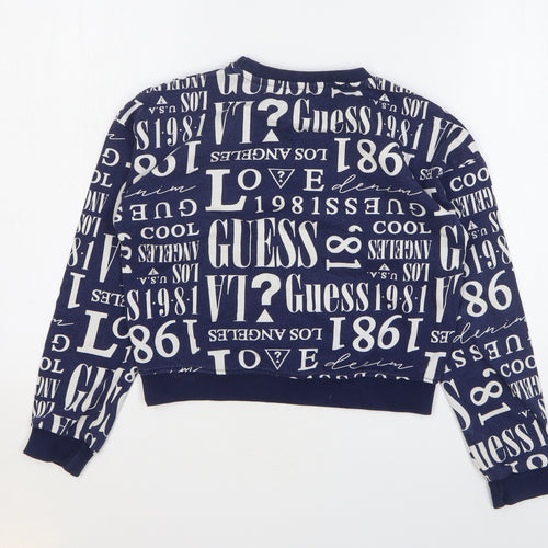 GUESS Girls Blue Geometric Cotton Pullover Sweatshirt Size 10 Years Pullover