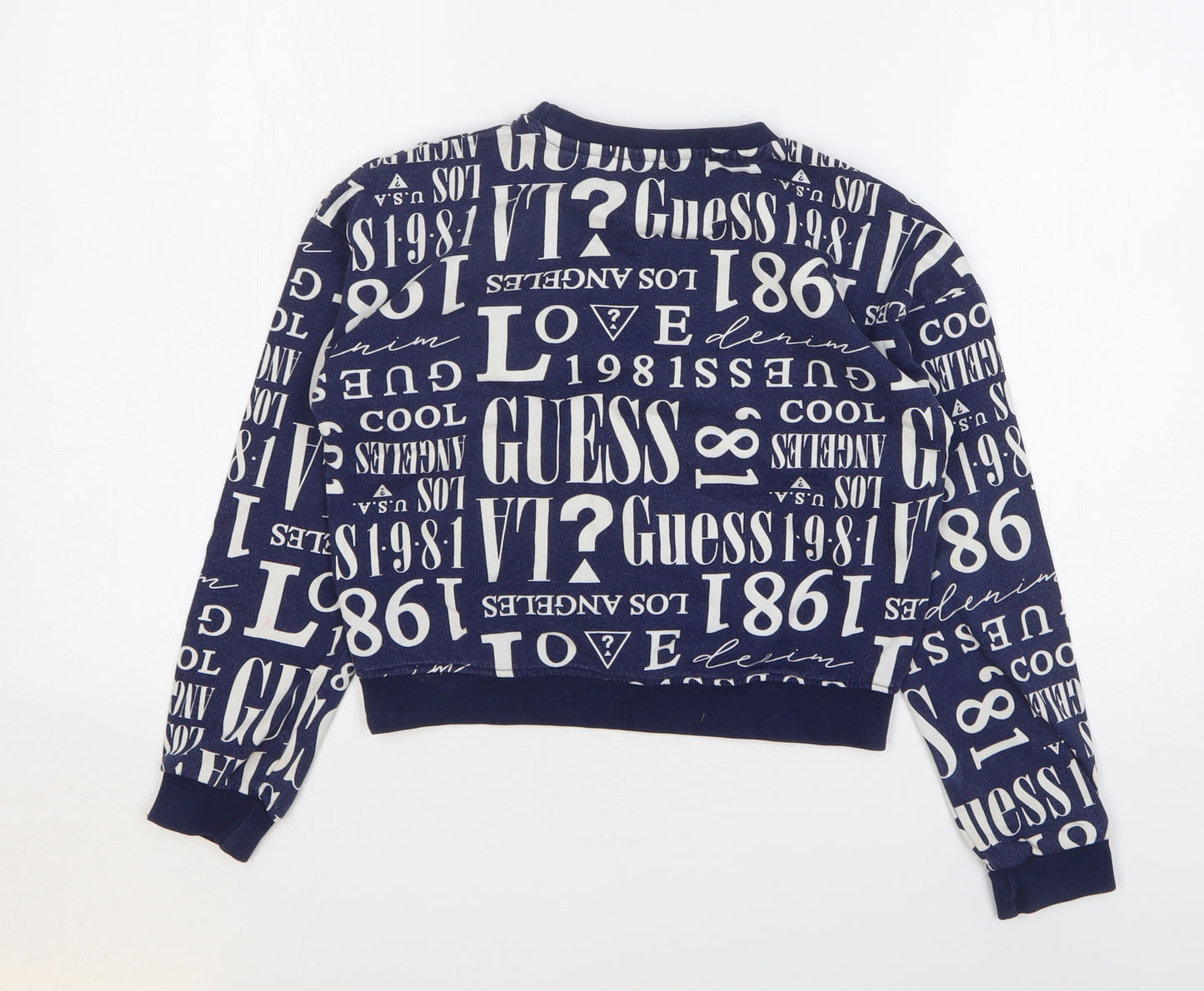 GUESS Girls Blue Geometric Cotton Pullover Sweatshirt Size 10 Years Pullover