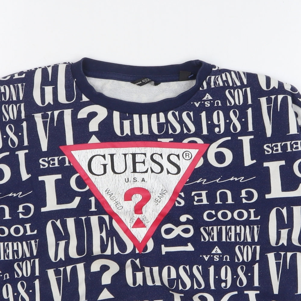 GUESS Girls Blue Geometric Cotton Pullover Sweatshirt Size 10 Years Pullover