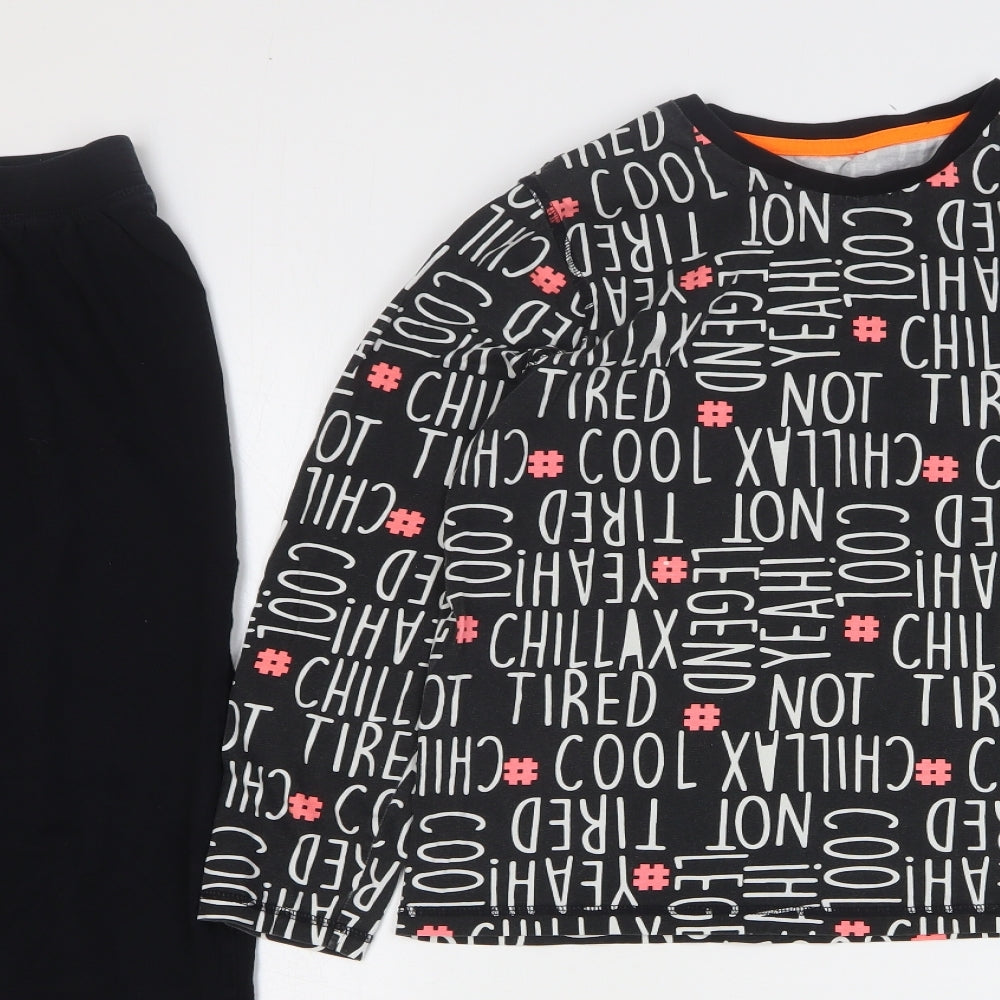George Boys Black Geometric Cotton Pyjama Set Size 12-13 Years Pullover - Chillax