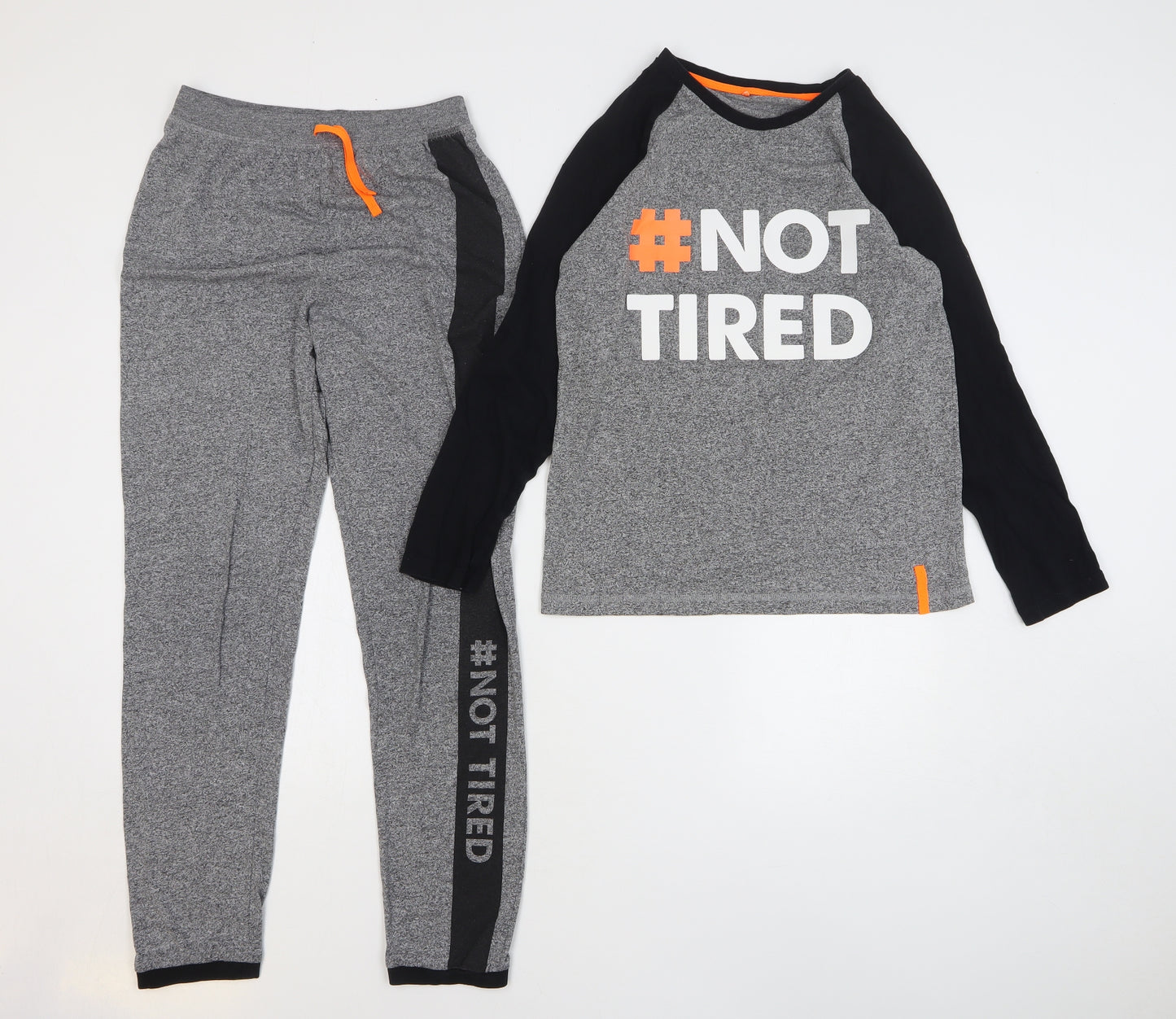 George Boys Grey Solid Cotton Pyjama Set Size 12-13 Years Pullover - Not Tired