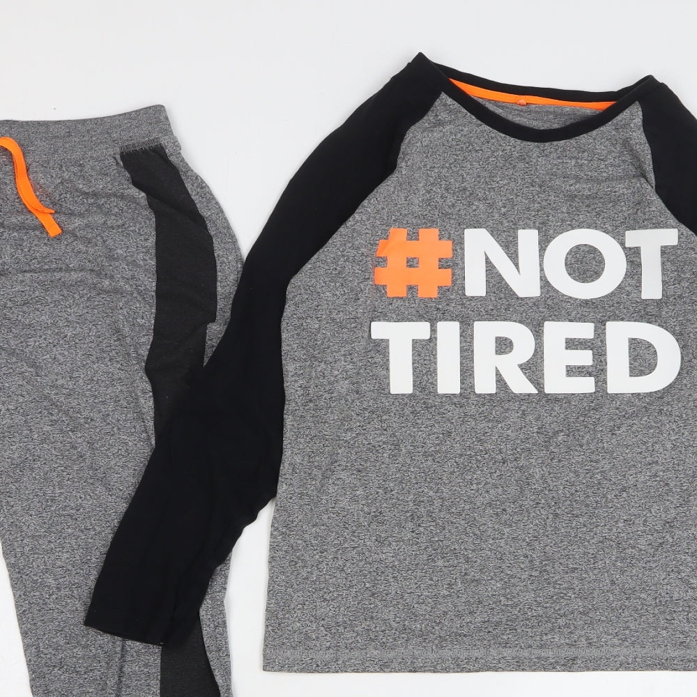 George Boys Grey Solid Cotton Pyjama Set Size 12-13 Years Pullover - Not Tired