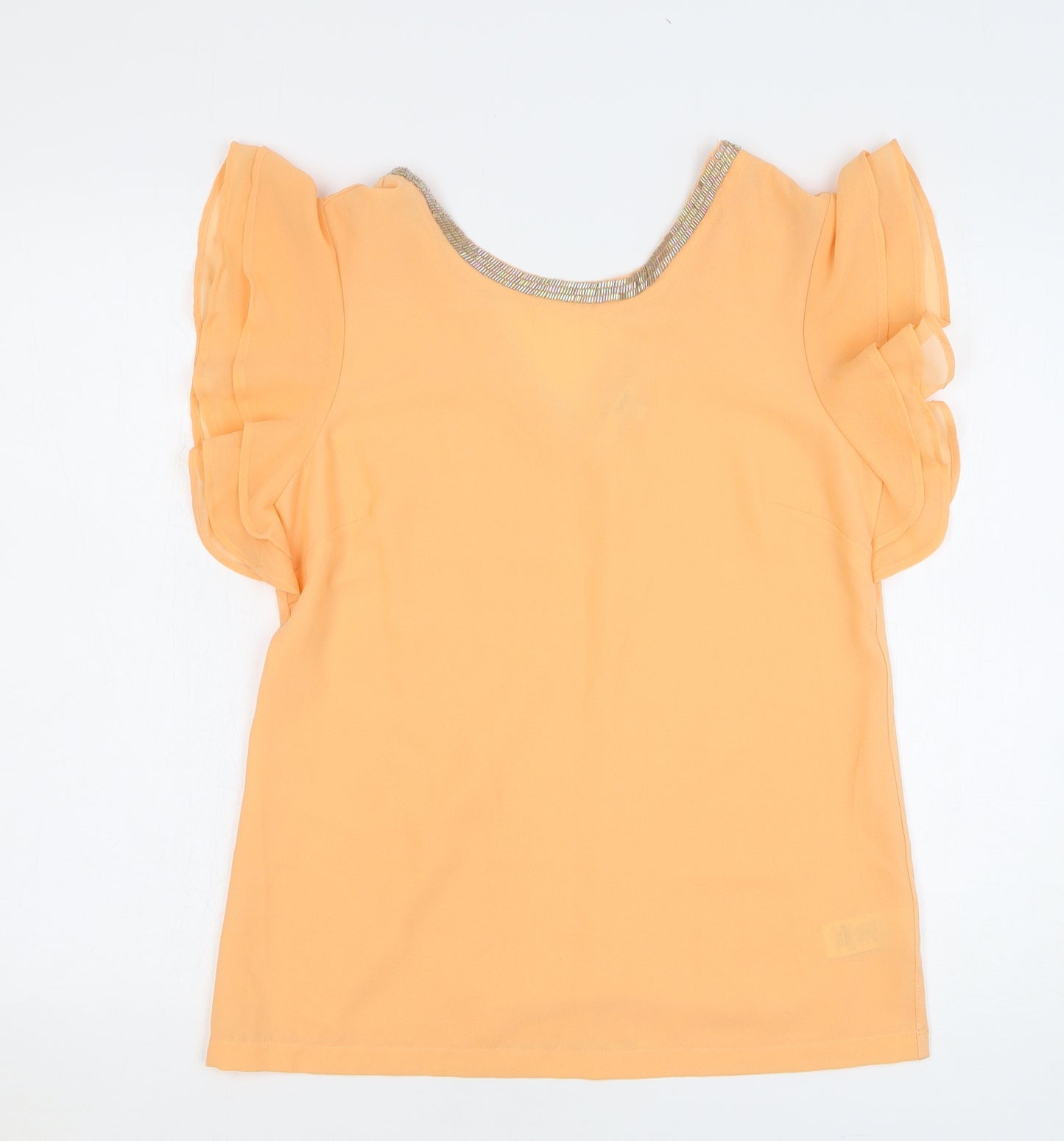 NEXT Womens Orange Polyester Basic T-Shirt Size 8 Collared