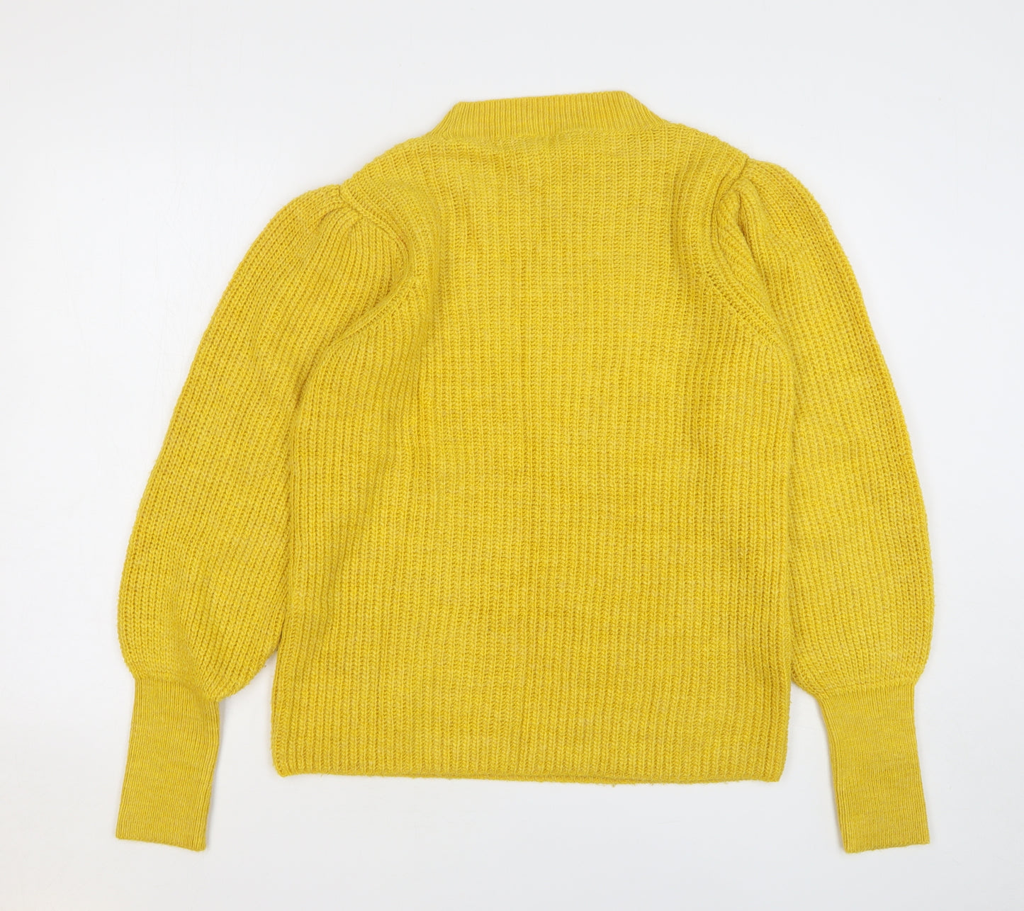 F&F Womens Yellow Round Neck Acrylic Pullover Jumper Size 8