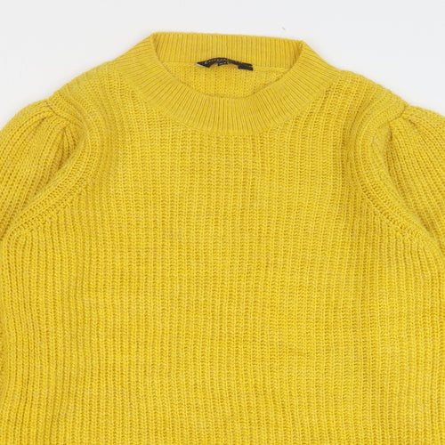 F&F Womens Yellow Round Neck Acrylic Pullover Jumper Size 8