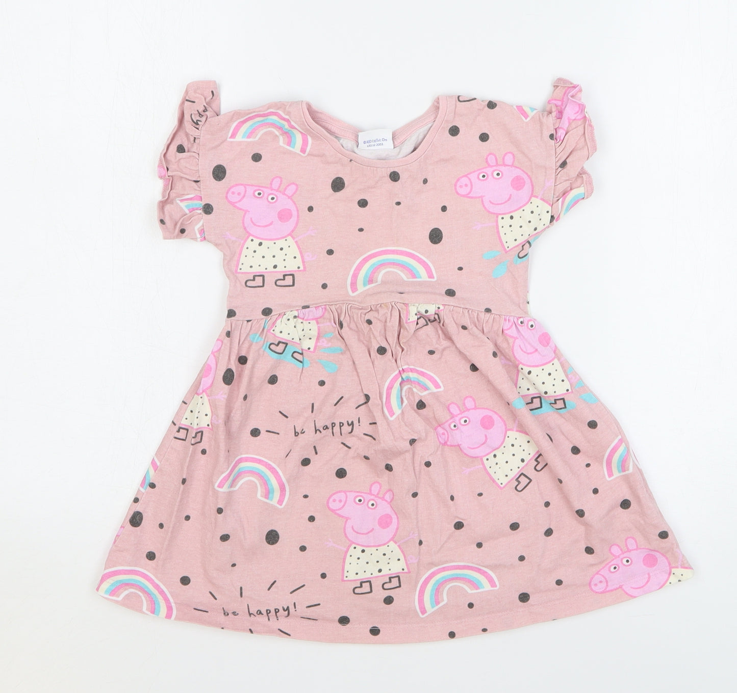 Matalan Girls Pink Geometric Cotton Fit & Flare Size 2-3 Years Round Neck Pullover - Peppa Pig