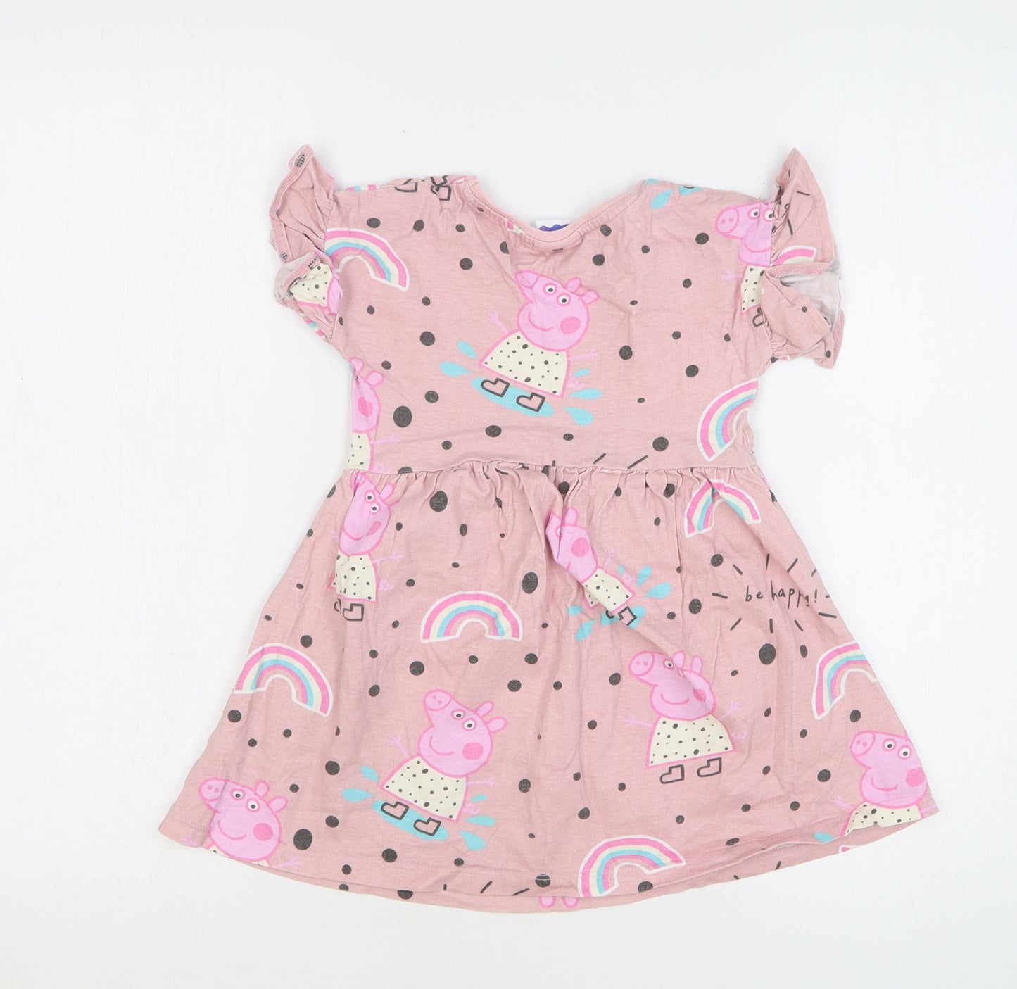 Matalan Girls Pink Geometric Cotton Fit & Flare Size 2-3 Years Round Neck Pullover - Peppa Pig