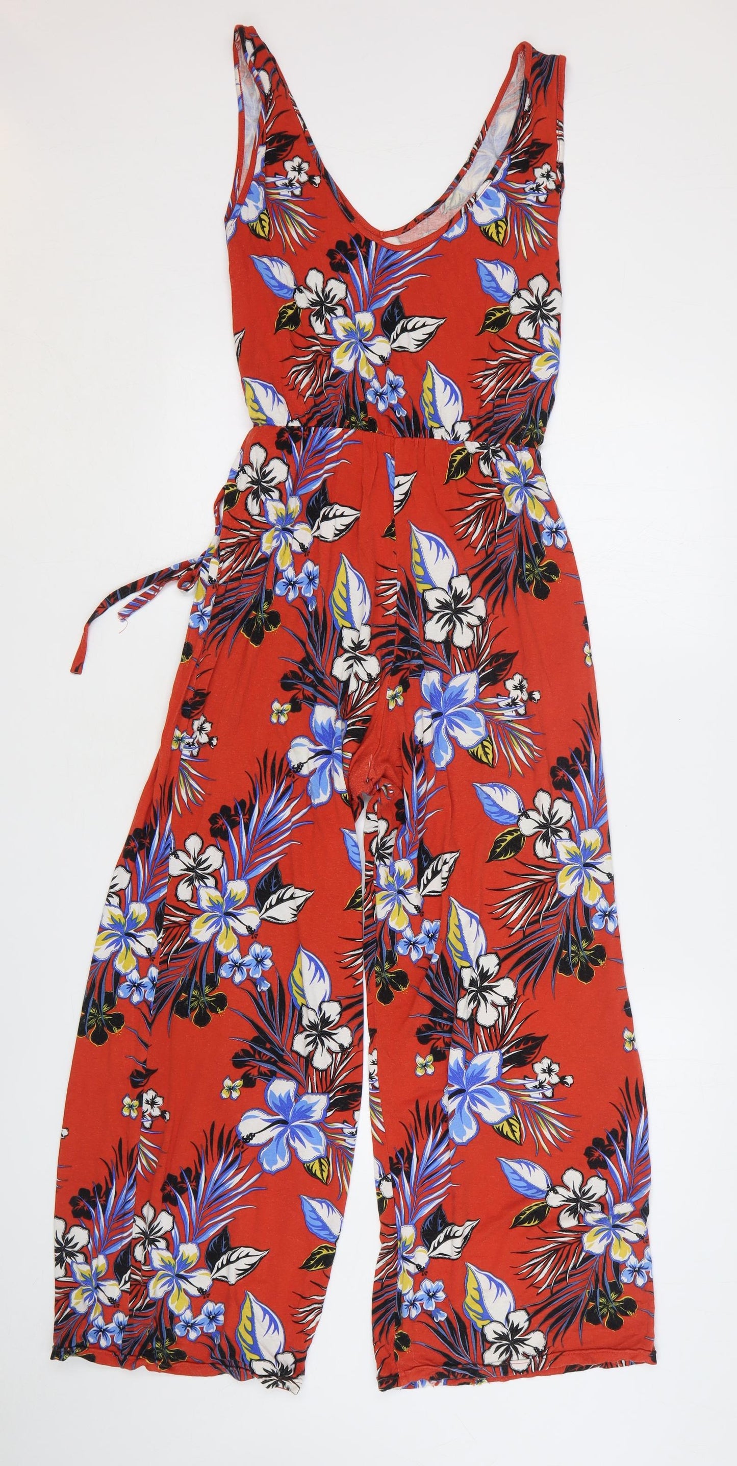 George Womens Red Floral Viscose Jumpsuit One-Piece Size M L25 in