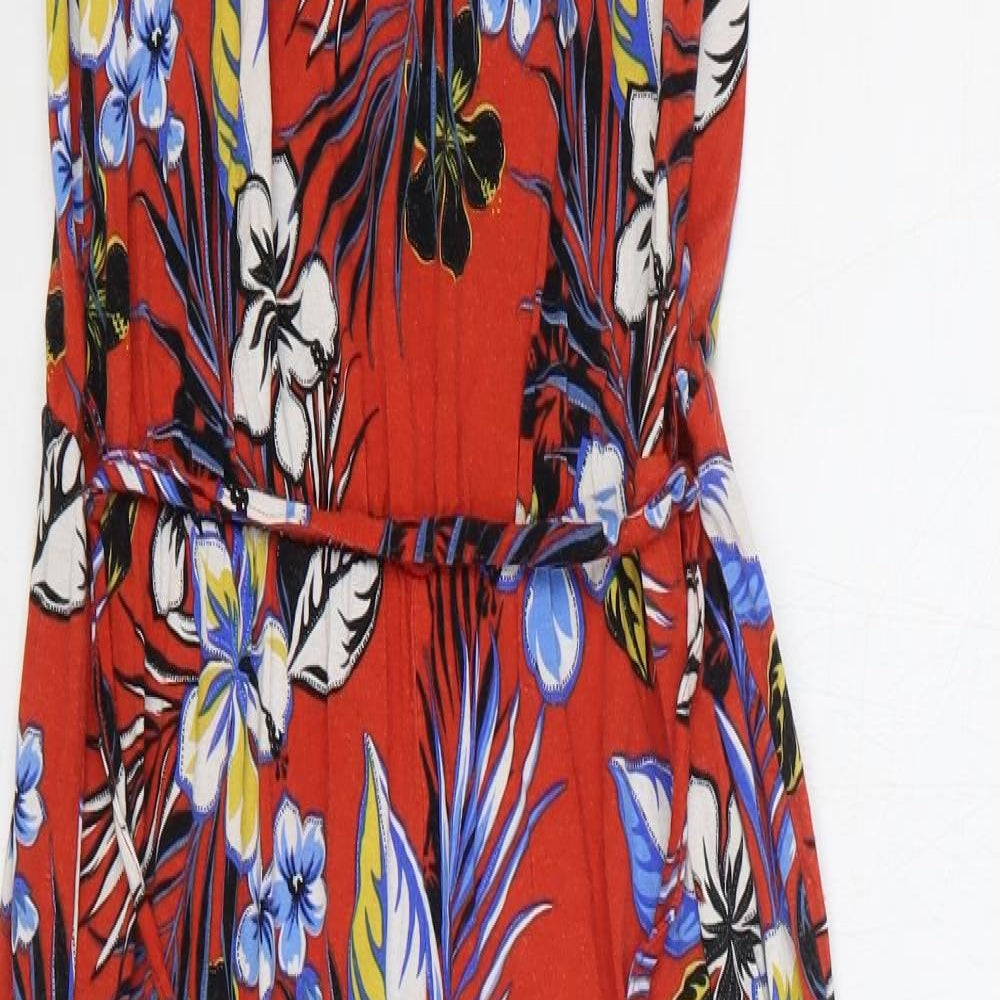 George Womens Red Floral Viscose Jumpsuit One-Piece Size M L25 in