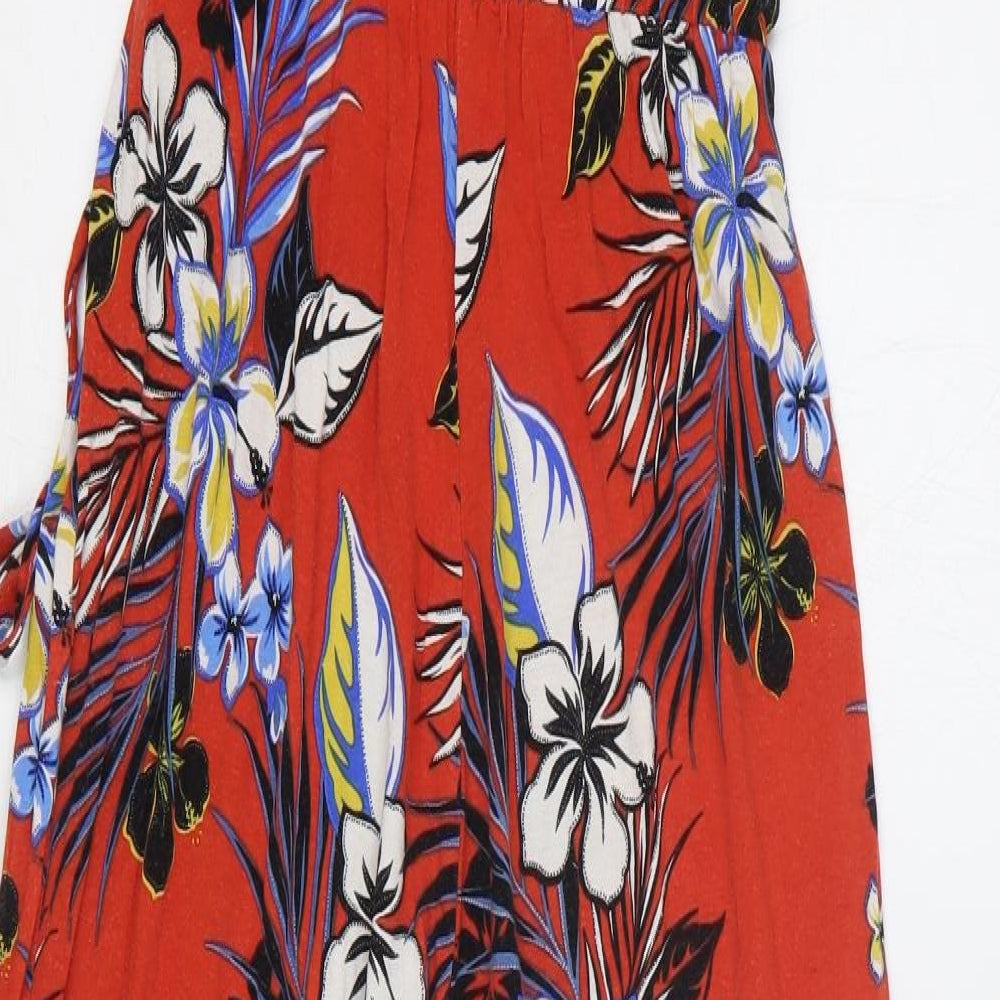 George Womens Red Floral Viscose Jumpsuit One-Piece Size M L25 in