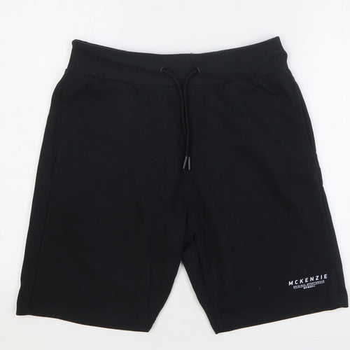 McKenzie Mens Black Cotton Sweat Shorts Size L L9 in Regular Drawstring