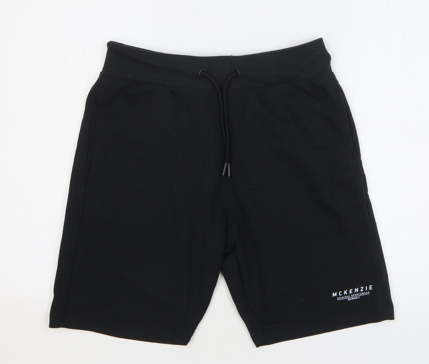 McKenzie Mens Black Cotton Sweat Shorts Size L L9 in Regular Drawstring
