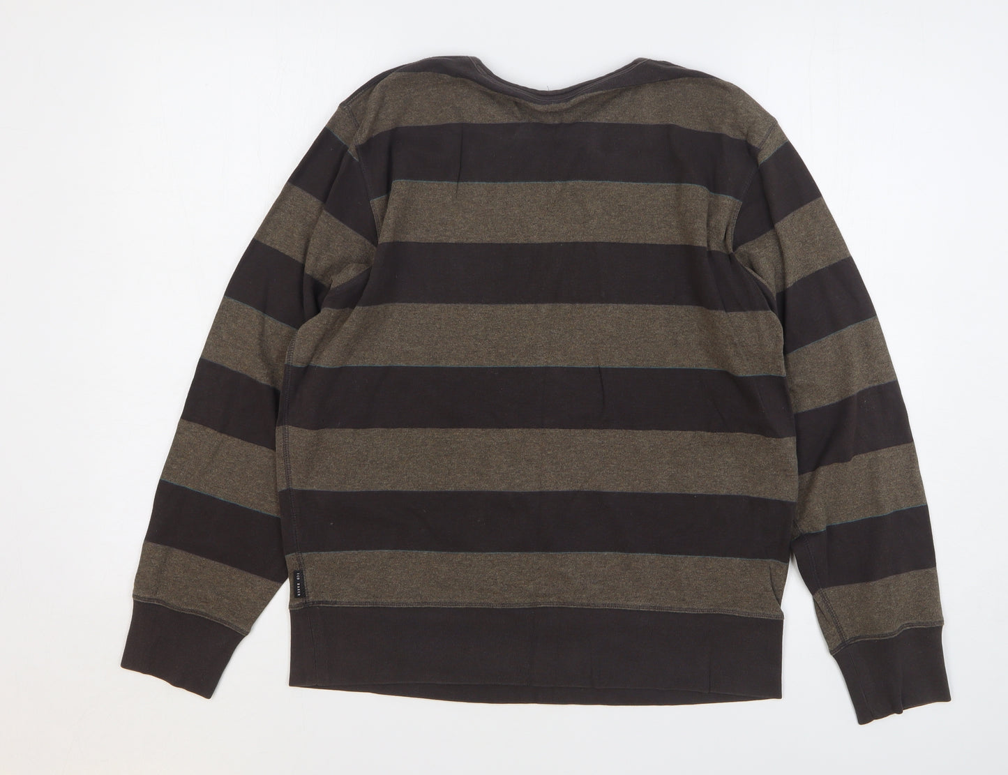 Ted Baker Womens Brown Striped Cotton Pullover Sweatshirt Size L Pullover