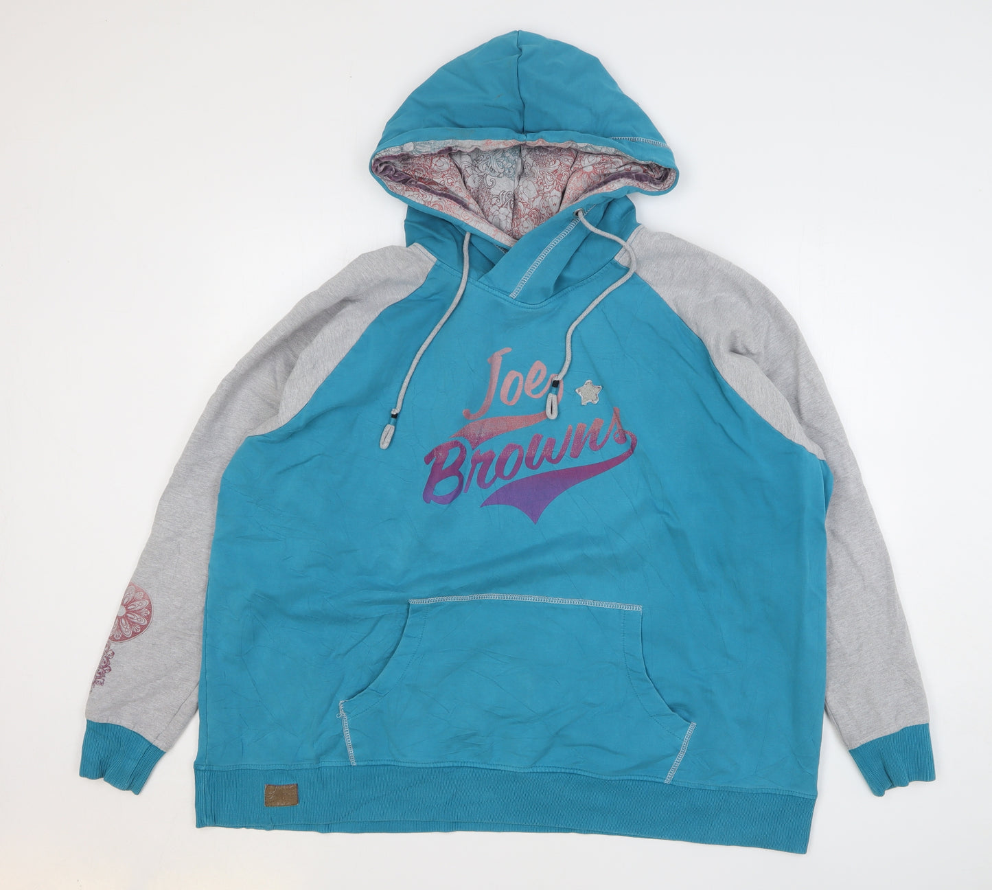 Joe Browns Womens Blue Cotton Pullover Hoodie Size 32 Pullover