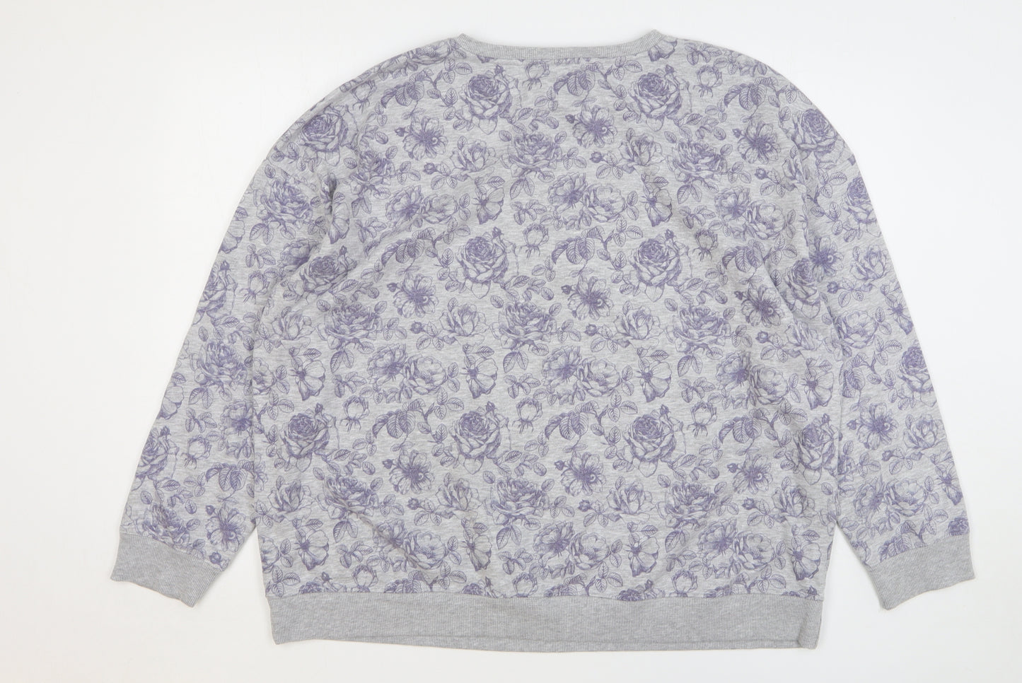 George Womens Grey Floral Polyester Pullover Sweatshirt Size 22 Pullover