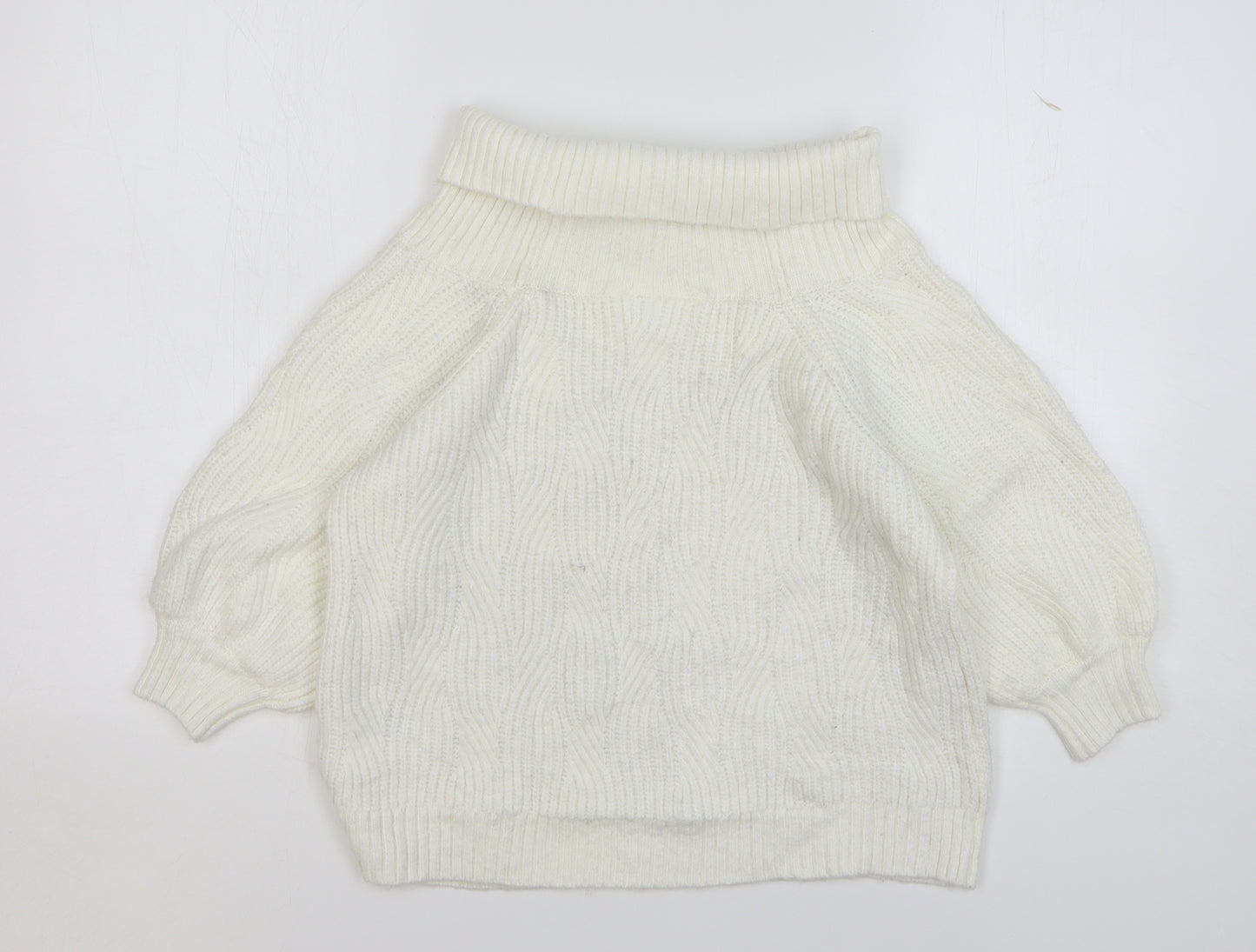 Miss Selfridge Womens White Roll Neck Acrylic Pullover Jumper Size 12