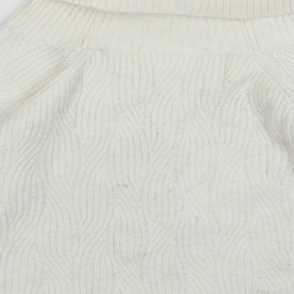 Miss Selfridge Womens White Roll Neck Acrylic Pullover Jumper Size 12