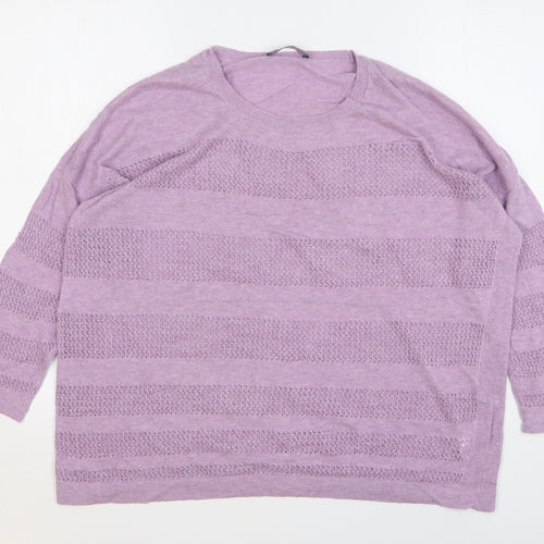 Marks and Spencer Womens Purple Round Neck Cotton Pullover Jumper Size 18