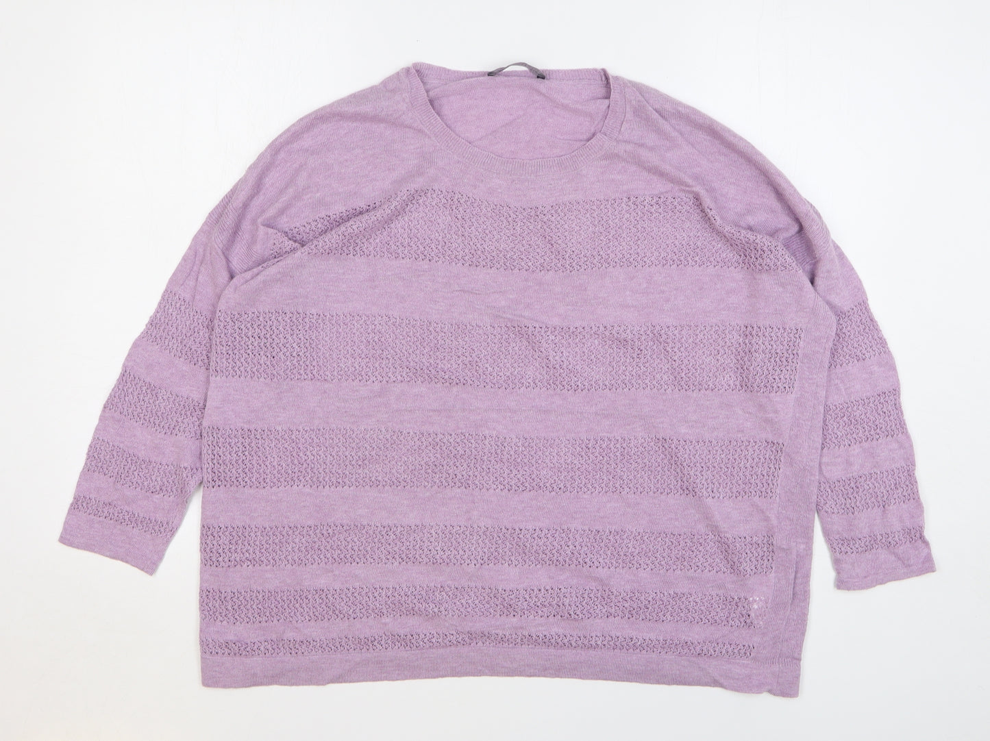 Marks and Spencer Womens Purple Round Neck Cotton Pullover Jumper Size 18