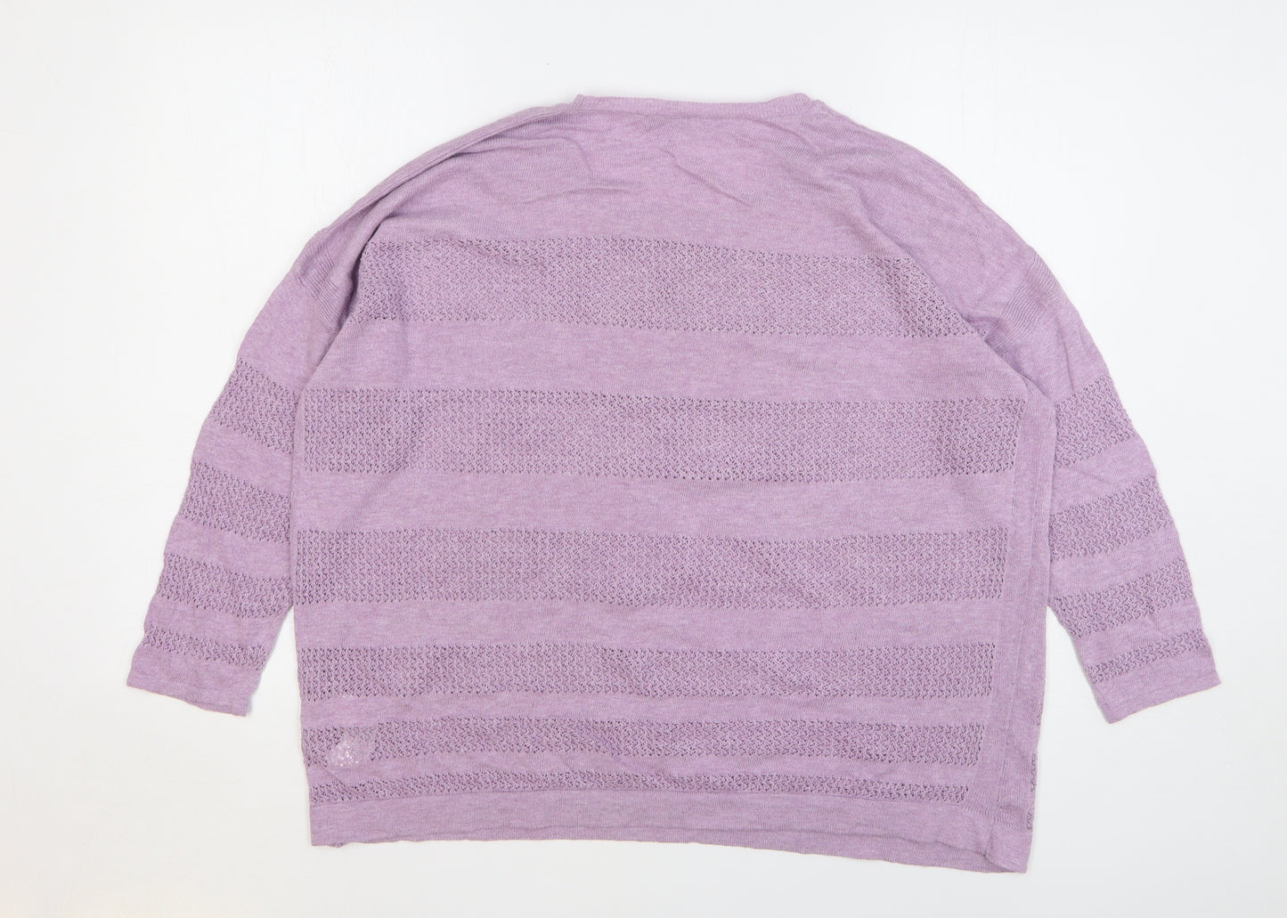 Marks and Spencer Womens Purple Round Neck Cotton Pullover Jumper Size 18