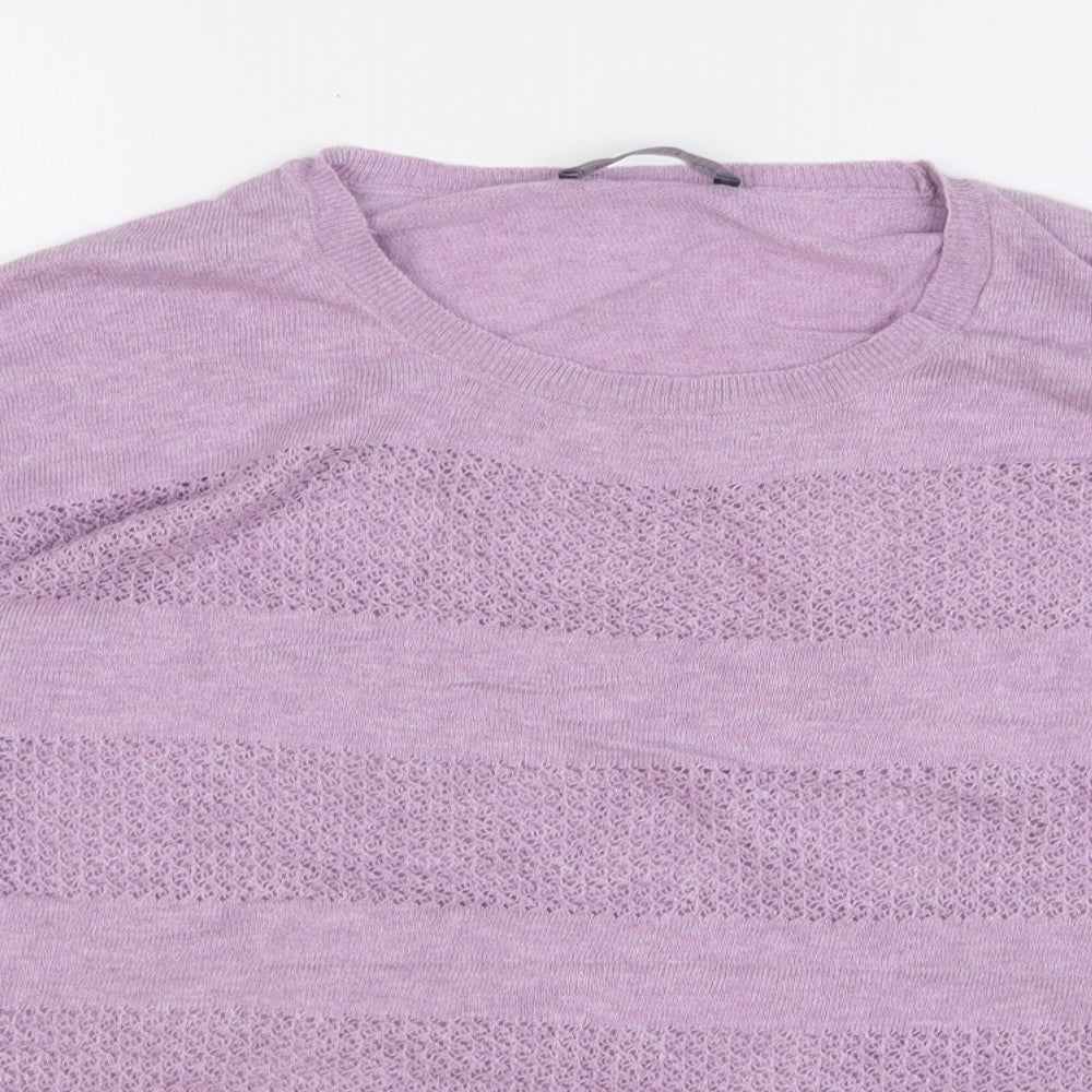 Marks and Spencer Womens Purple Round Neck Cotton Pullover Jumper Size 18