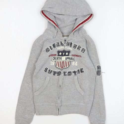 Rivaldi Boys Grey Cotton Full Zip Hoodie Size 6 Years Zip