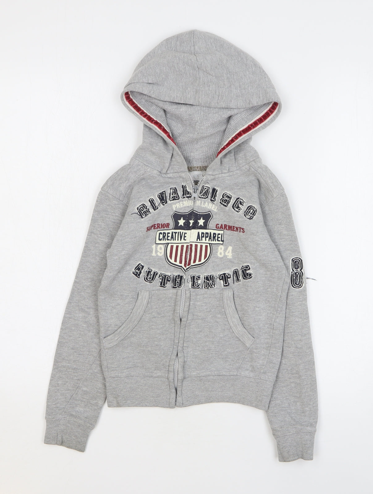 Rivaldi Boys Grey Cotton Full Zip Hoodie Size 6 Years Zip