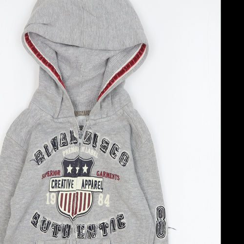Rivaldi Boys Grey Cotton Full Zip Hoodie Size 6 Years Zip