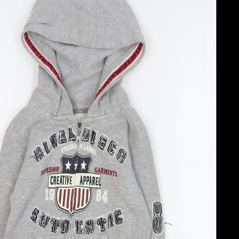 Rivaldi Boys Grey Cotton Full Zip Hoodie Size 6 Years Zip