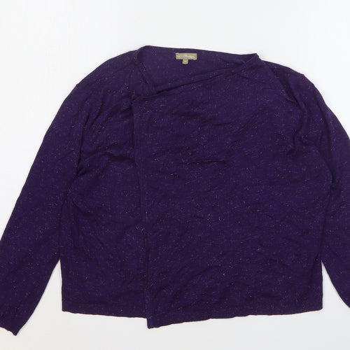 M&Co Womens Purple Round Neck Viscose Cardigan Jumper Size 12