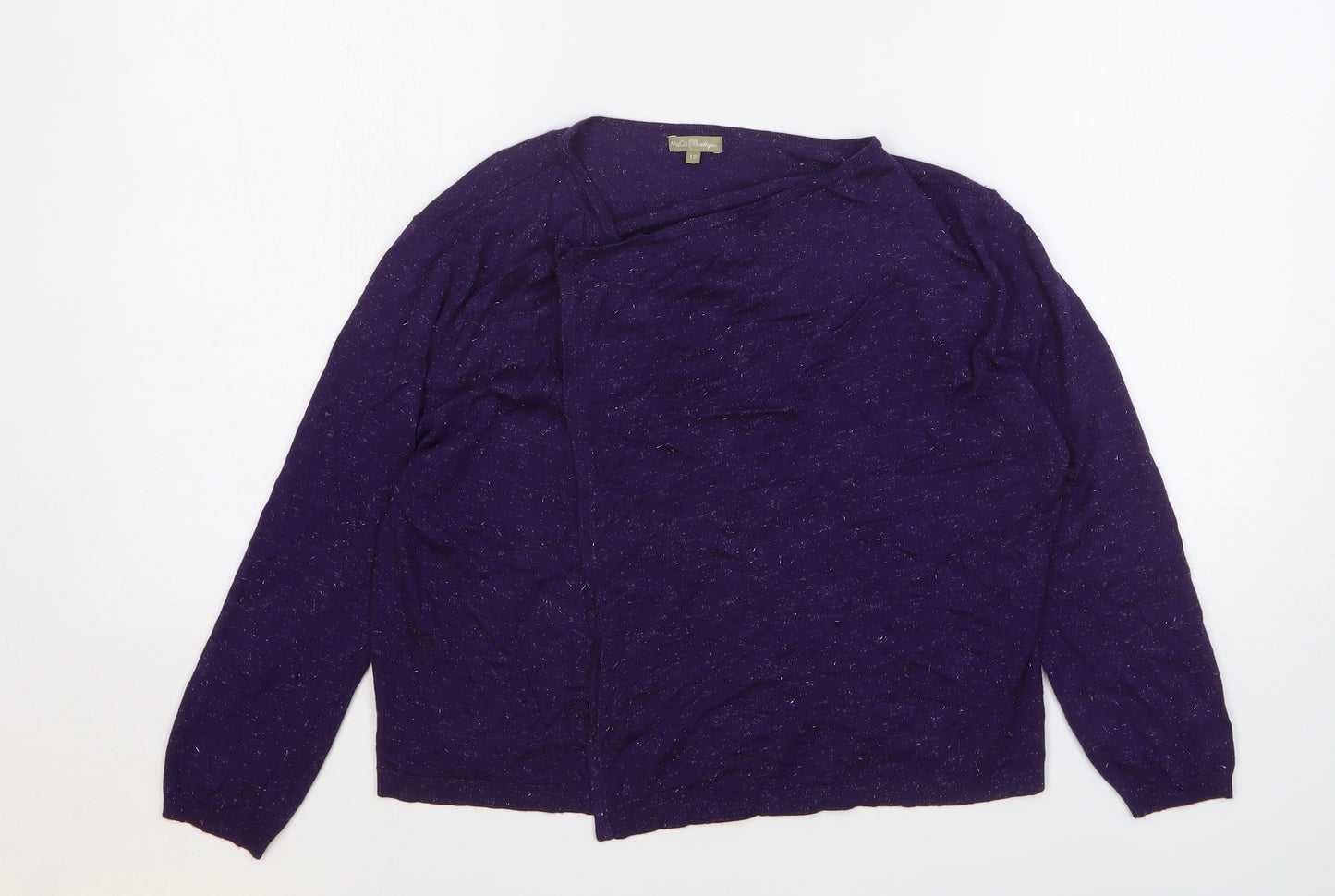 M&Co Womens Purple Round Neck Viscose Cardigan Jumper Size 12