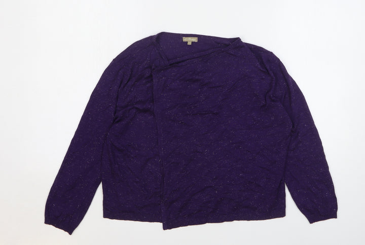 M&Co Womens Purple Round Neck Viscose Cardigan Jumper Size 12