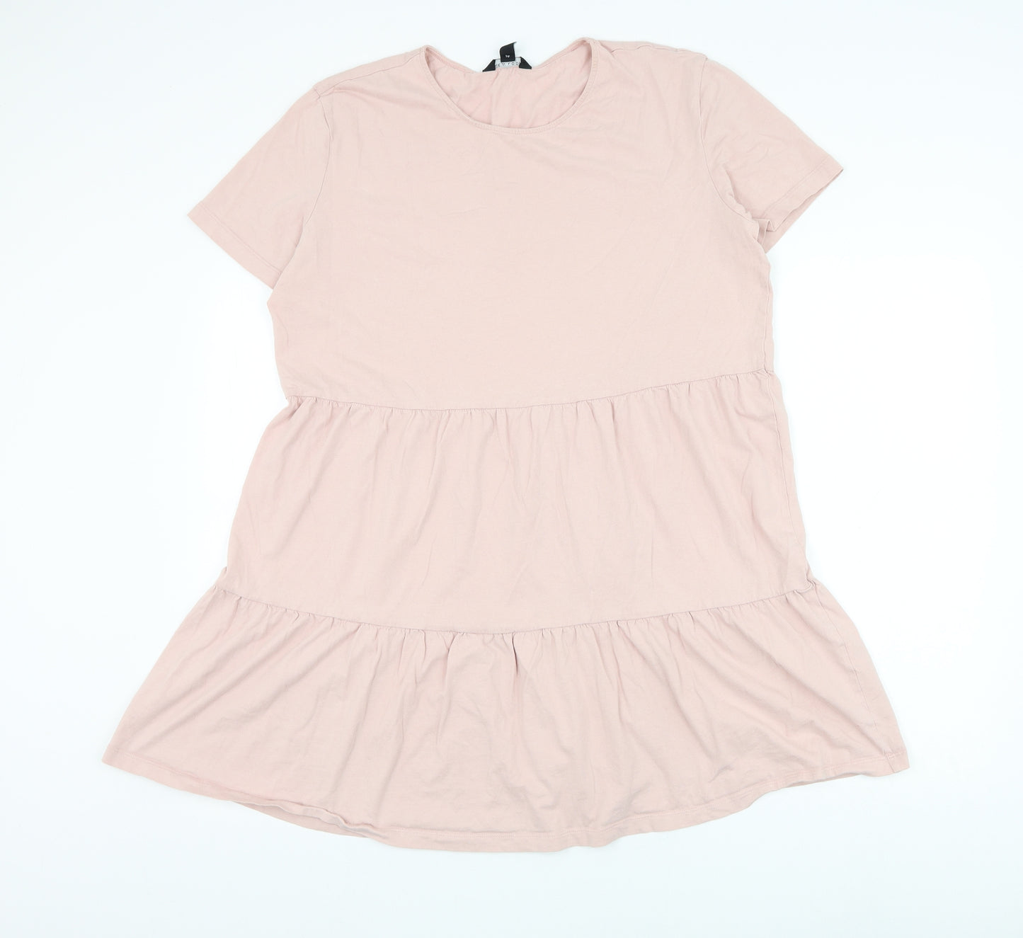 New Look Womens Pink Cotton Trapeze & Swing Size 14 Round Neck Pullover