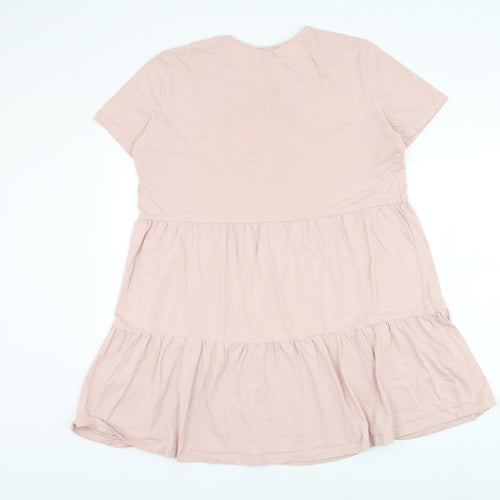 New Look Womens Pink Cotton Trapeze & Swing Size 14 Round Neck Pullover