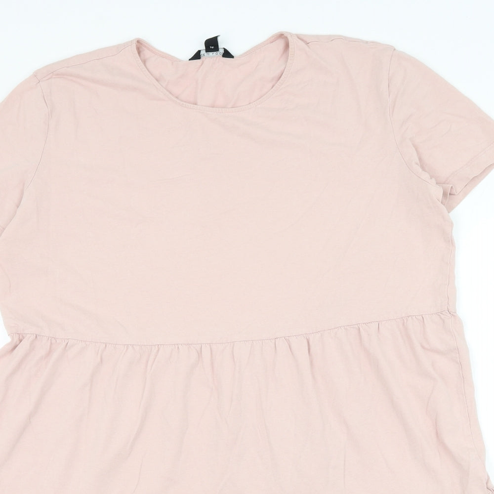 New Look Womens Pink Cotton Trapeze & Swing Size 14 Round Neck Pullover