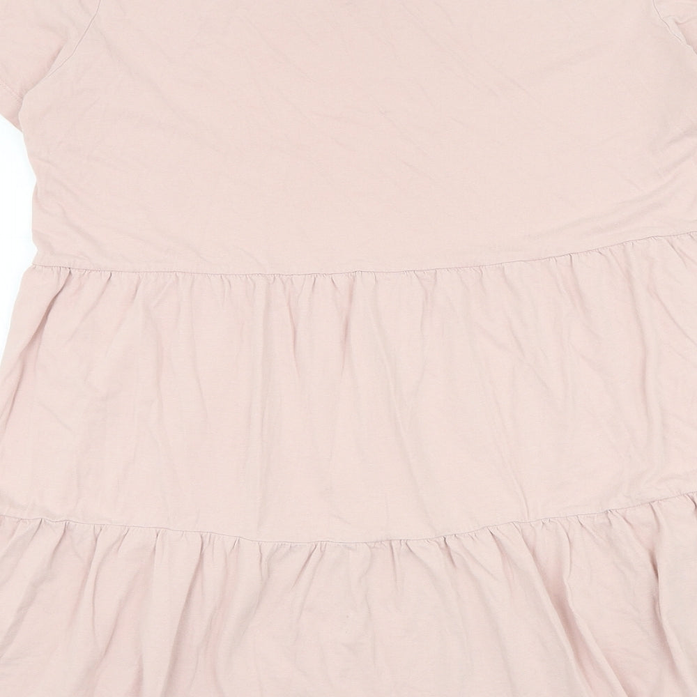 New Look Womens Pink Cotton Trapeze & Swing Size 14 Round Neck Pullover