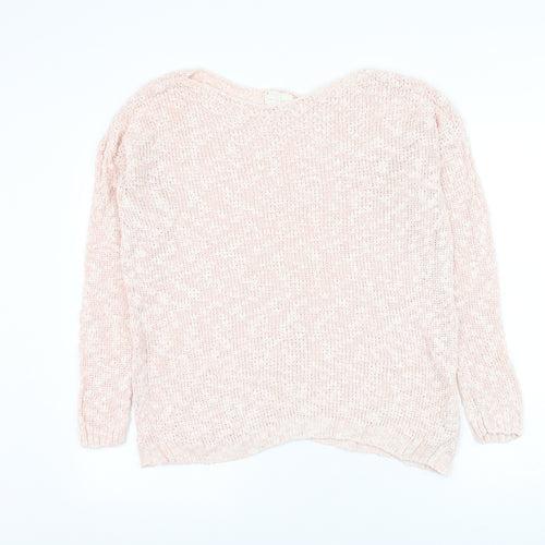 New Look Womens Pink Round Neck Cotton Pullover Jumper Size S